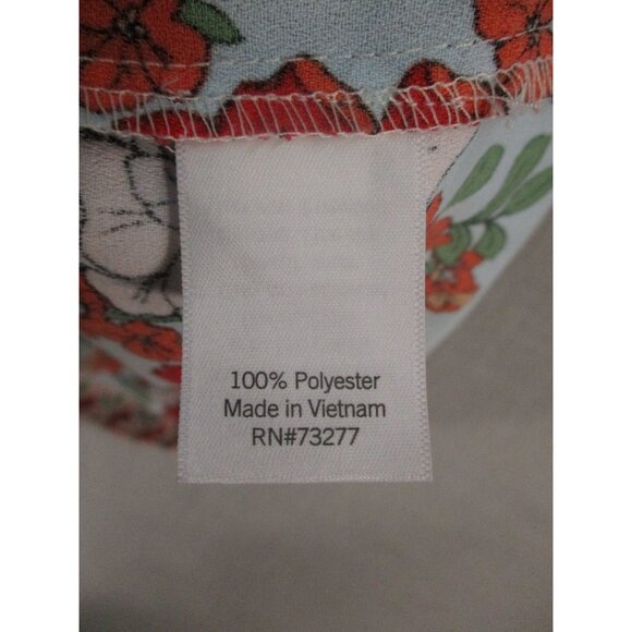 Lauren Conrad Womens Plus Size - 2X Floral Print Blouse Red White Green On Beige - Picture 4 of 10